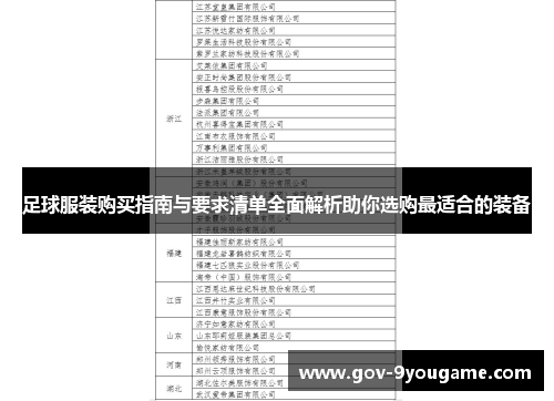 足球服装购买指南与要求清单全面解析助你选购最适合的装备